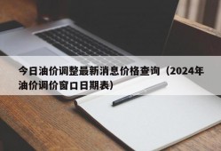 今日油价调整最新消息价格查询（2024年油价调价窗口日期表）