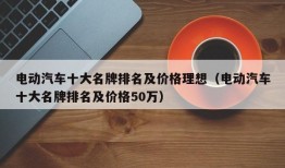 电动汽车十大名牌排名及价格理想（电动汽车十大名牌排名及价格50万）