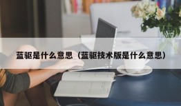 蓝驱是什么意思（蓝驱技术版是什么意思）