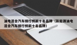 油电混合汽车排行榜前十名品牌（新能源油电混合汽车排行榜前十名品牌）