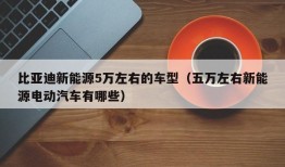 比亚迪新能源5万左右的车型（五万左右新能源电动汽车有哪些）