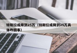 特斯拉或降到25万（特斯拉或降到25万具体咋回事）