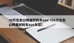 30万左右口碑最好的车suv（30万左右口碑最好的车suv车型）