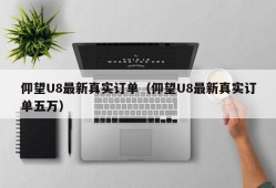 仰望U8最新真实订单（仰望U8最新真实订单五万）