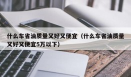 什么车省油质量又好又便宜（什么车省油质量又好又便宜5万以下）