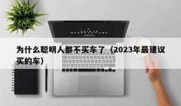 为什么聪明人都不买车了（2023年最建议买的车）