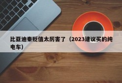 比亚迪秦贬值太厉害了（2023建议买的纯电车）